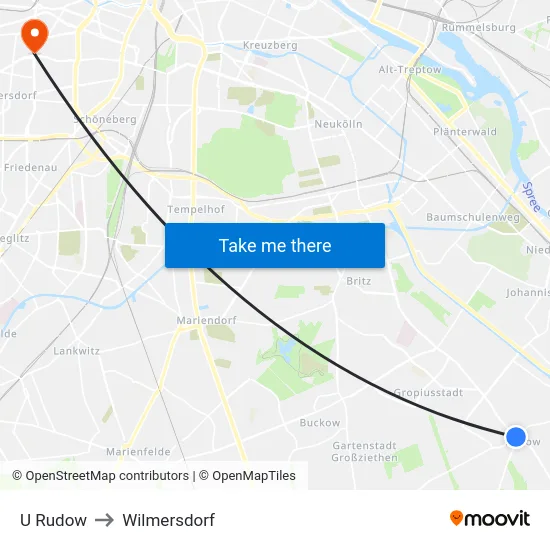 U Rudow to Wilmersdorf map