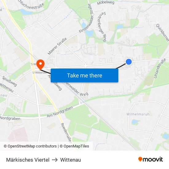 Märkisches Viertel to Wittenau map
