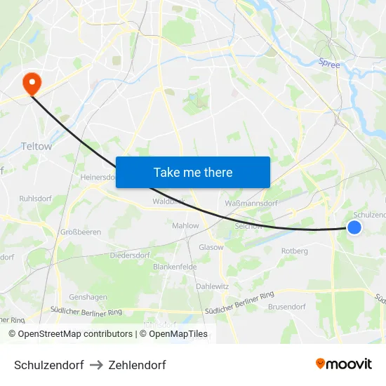 Schulzendorf to Zehlendorf map
