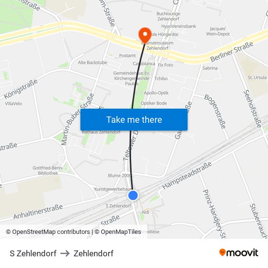 S Zehlendorf to Zehlendorf map