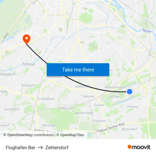 Flughafen Ber to Zehlendorf map