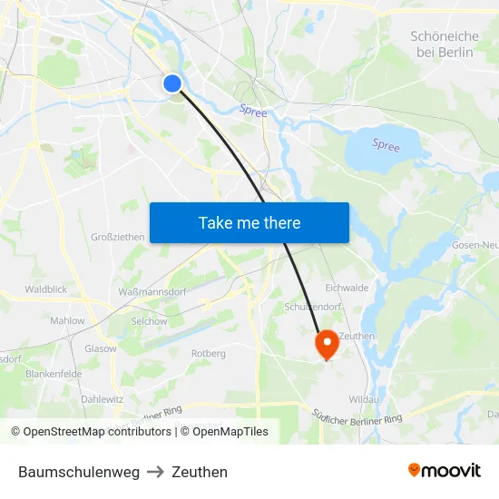 Baumschulenweg to Zeuthen map
