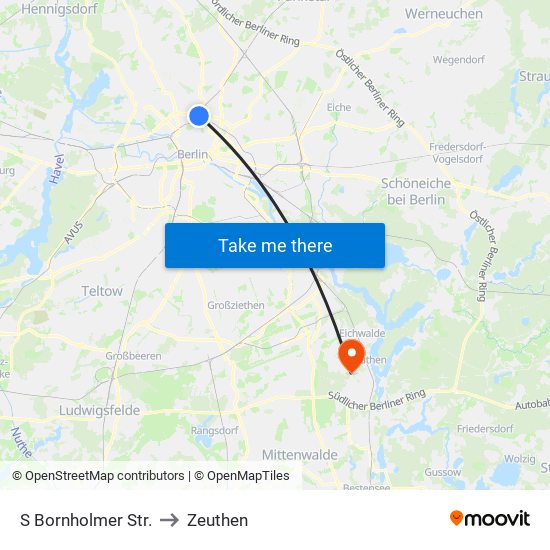 S Bornholmer Str. to Zeuthen map