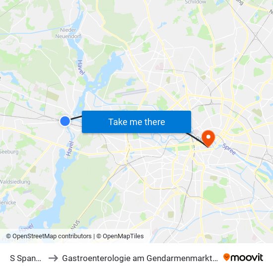 S Spandau Bhf to Gastroenterologie am Gendarmenmarkt Dr. med. Julia Breitkreutz map