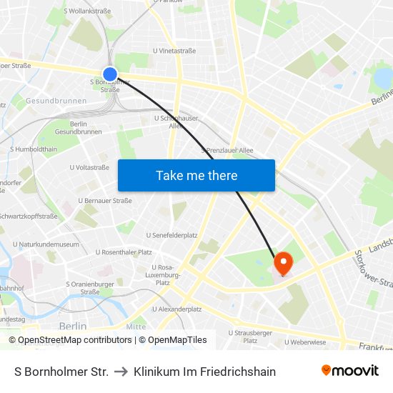 S Bornholmer Str. to Klinikum Im Friedrichshain map