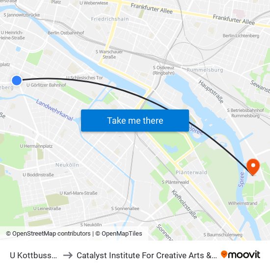 U Kottbusser Tor to Catalyst Institute For Creative Arts & Technology map