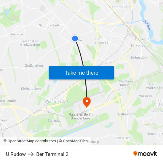 U Rudow to Ber Terminal 2 map