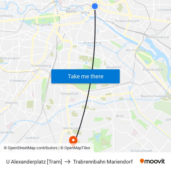 U Alexanderplatz [Tram] to Trabrennbahn Mariendorf map