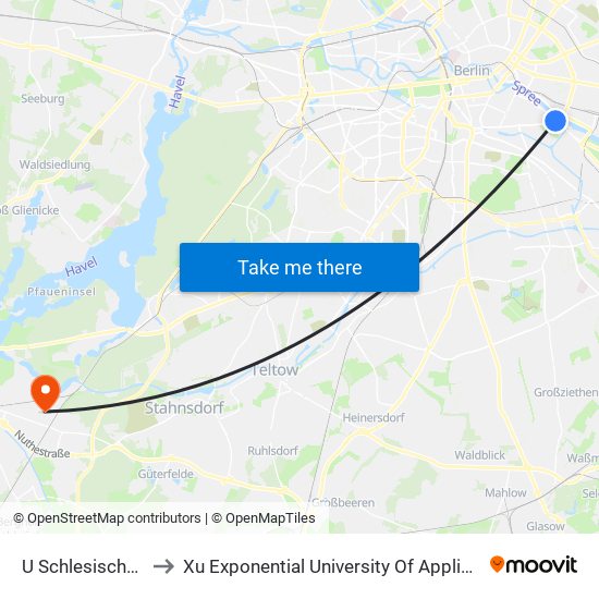 U Schlesisches Tor to Xu Exponential University Of Applied Sciences map