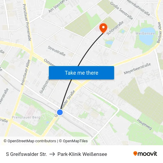 S Greifswalder Str. to Park-Klinik Weißensee map