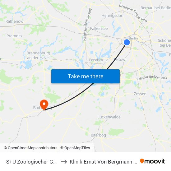 S+U Zoologischer Garten Bhf to Klinik Ernst Von Bergmann Bad Belzig map