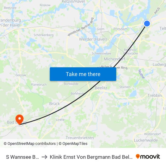 S Wannsee Bhf to Klinik Ernst Von Bergmann Bad Belzig map