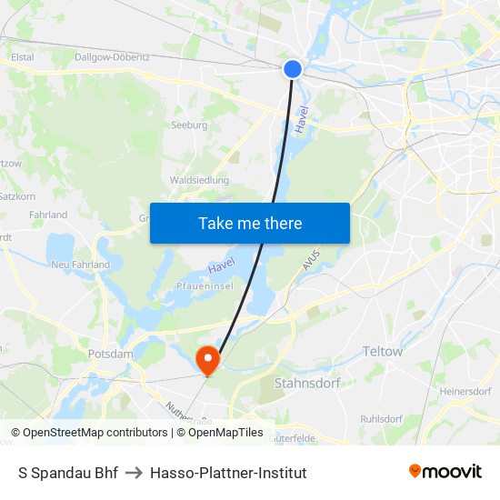 S Spandau Bhf to Hasso-Plattner-Institut map