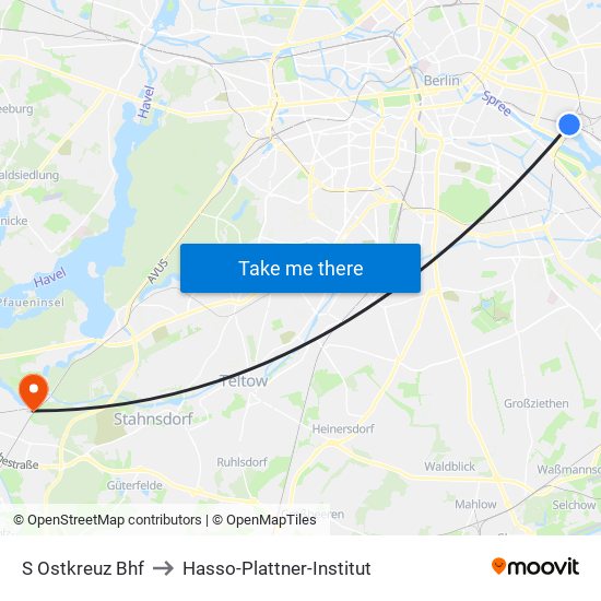 S Ostkreuz Bhf to Hasso-Plattner-Institut map