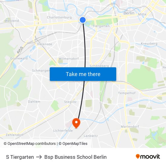 S Tiergarten to Bsp Business School Berlin map