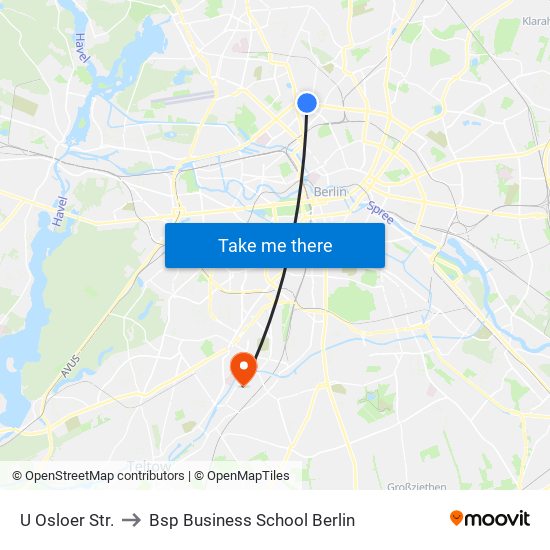 U Osloer Str. to Bsp Business School Berlin map