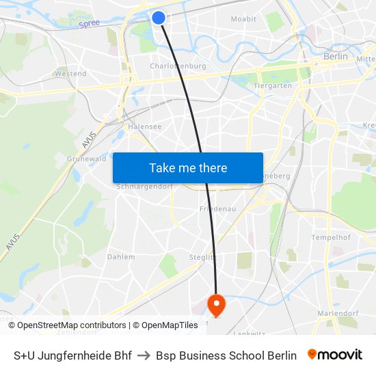 S+U Jungfernheide Bhf to Bsp Business School Berlin map