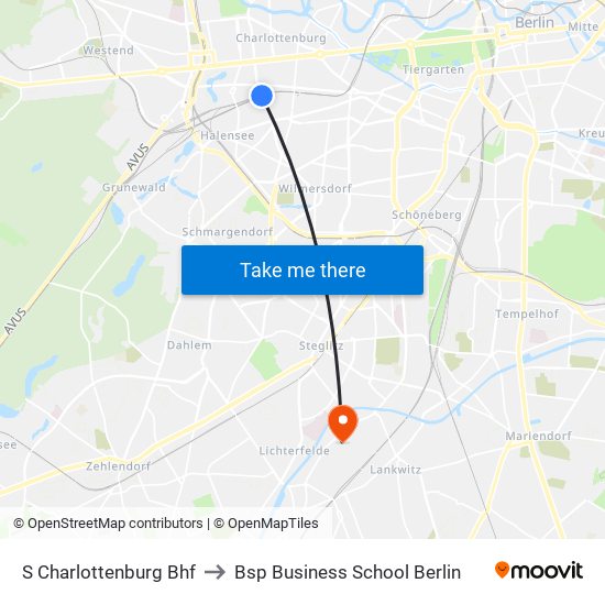 S Charlottenburg Bhf to Bsp Business School Berlin map