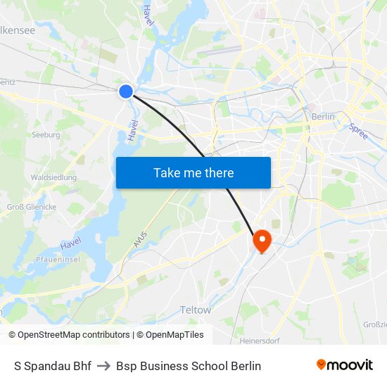 S Spandau Bhf to Bsp Business School Berlin map