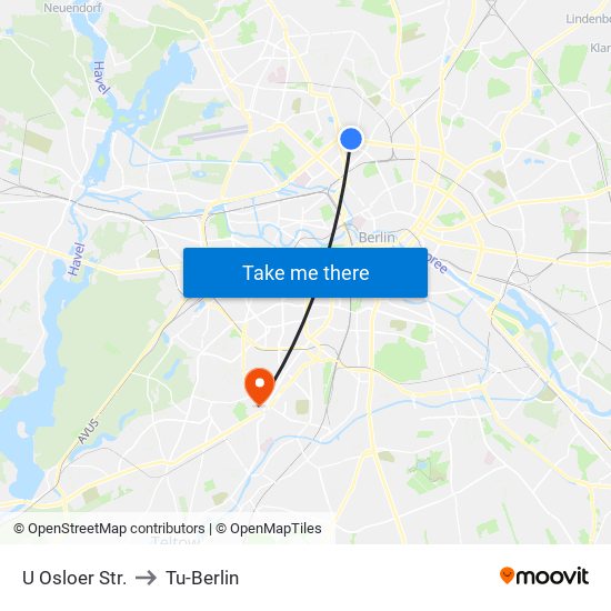 U Osloer Str. to Tu-Berlin map