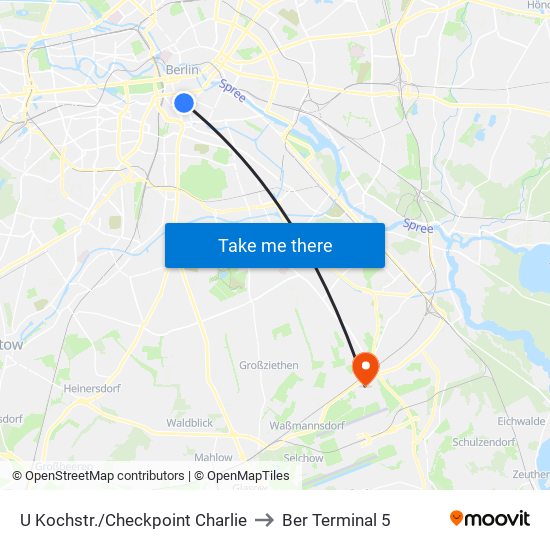 U Kochstr./Checkpoint Charlie to Ber Terminal 5 map