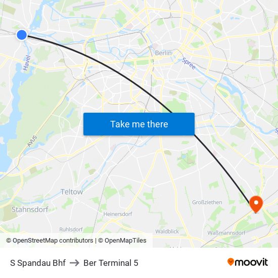 S Spandau Bhf to Ber Terminal 5 map