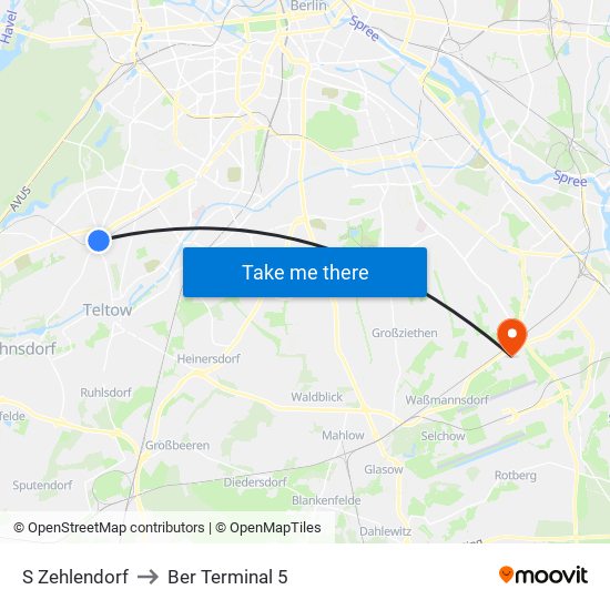 S Zehlendorf to Ber Terminal 5 map