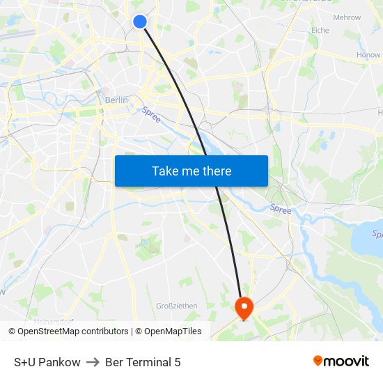S+U Pankow to Ber Terminal 5 map
