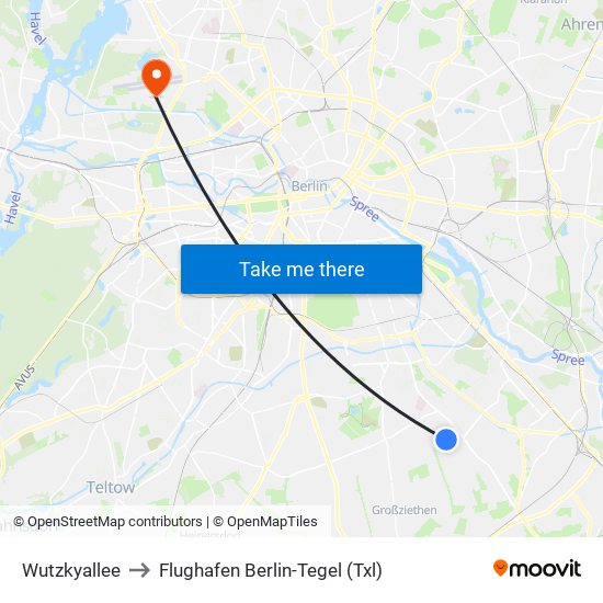 Wutzkyallee to Flughafen Berlin-Tegel (Txl) map