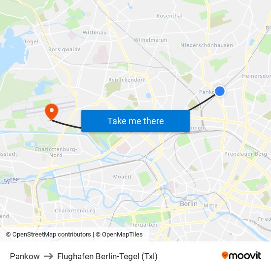 Pankow to Flughafen Berlin-Tegel (Txl) map