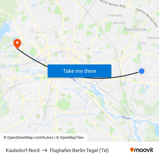 Kaulsdorf-Nord to Flughafen Berlin-Tegel (Txl) map