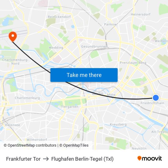 Frankfurter Tor to Flughafen Berlin-Tegel (Txl) map