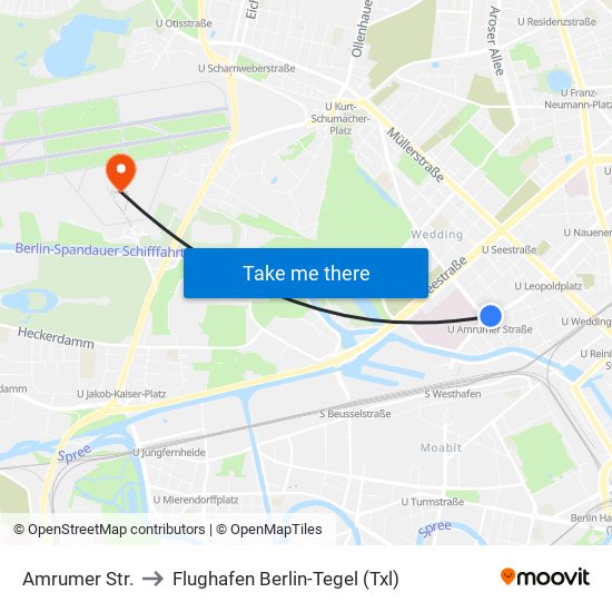 Amrumer Str. to Flughafen Berlin-Tegel (Txl) map