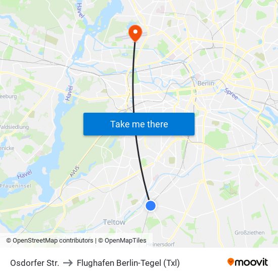 Osdorfer Str. to Flughafen Berlin-Tegel (Txl) map
