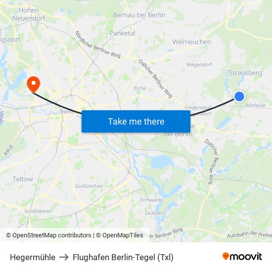 Hegermühle to Flughafen Berlin-Tegel (Txl) map