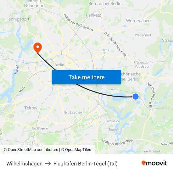 Wilhelmshagen to Flughafen Berlin-Tegel (Txl) map