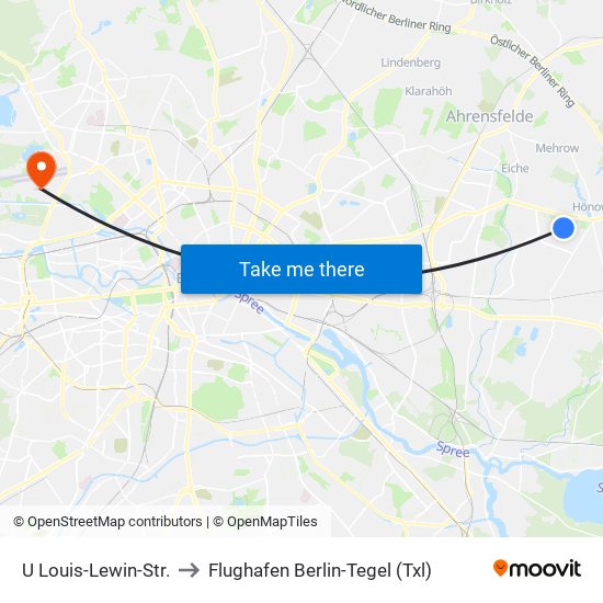 U Louis-Lewin-Str. to Flughafen Berlin-Tegel (Txl) map