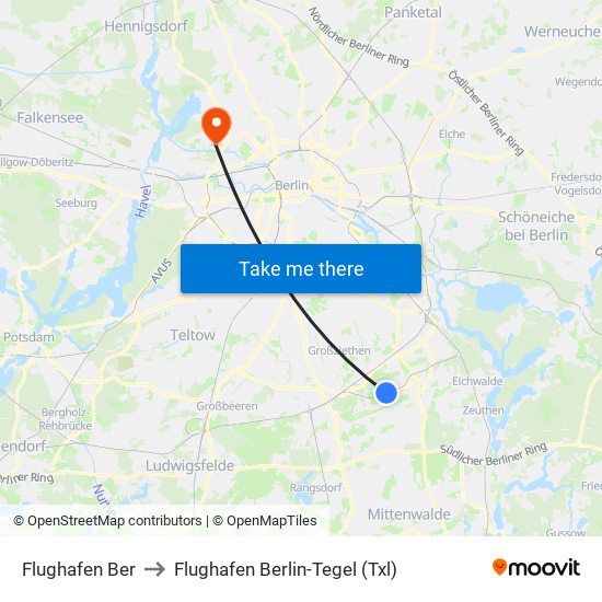 Flughafen Ber to Flughafen Berlin-Tegel (Txl) map