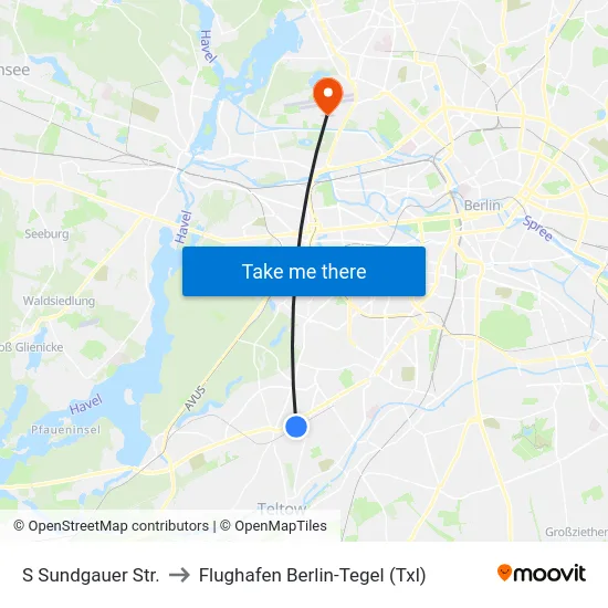 S Sundgauer Str. to Flughafen Berlin-Tegel (Txl) map