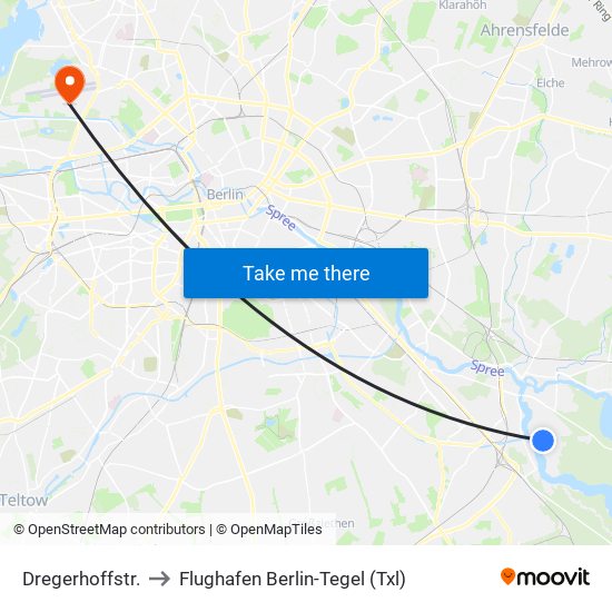 Dregerhoffstr. to Flughafen Berlin-Tegel (Txl) map