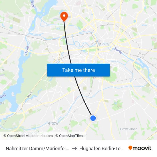 Nahmitzer Damm/Marienfelder Allee to Flughafen Berlin-Tegel (Txl) map