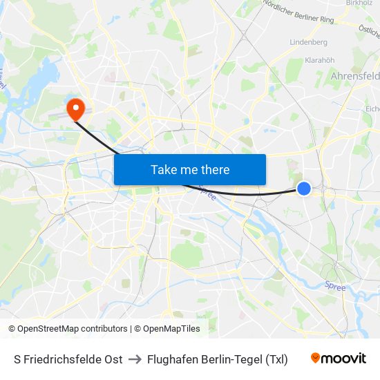 S Friedrichsfelde Ost to Flughafen Berlin-Tegel (Txl) map