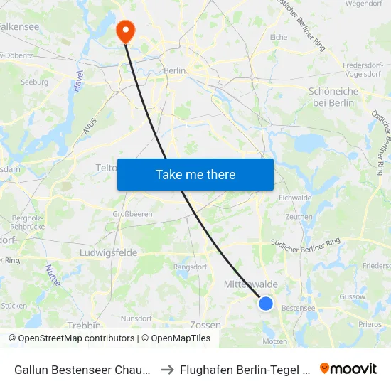 Gallun Bestenseer Chaussee to Flughafen Berlin-Tegel (Txl) map