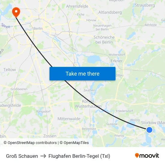 Groß Schauen to Flughafen Berlin-Tegel (Txl) map