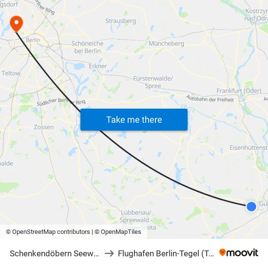 Schenkendöbern Seeweg to Flughafen Berlin-Tegel (Txl) map