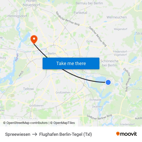 Spreewiesen to Flughafen Berlin-Tegel (Txl) map