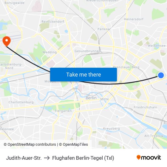 Judith-Auer-Str. to Flughafen Berlin-Tegel (Txl) map