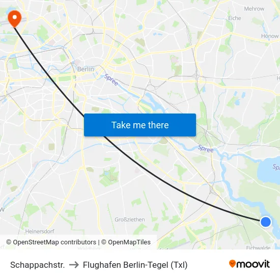 Schappachstr. to Flughafen Berlin-Tegel (Txl) map