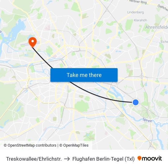 Treskowallee/Ehrlichstr. to Flughafen Berlin-Tegel (Txl) map