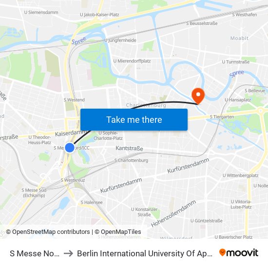 S Messe Nord/Icc to Berlin International University Of Applied Sciences map